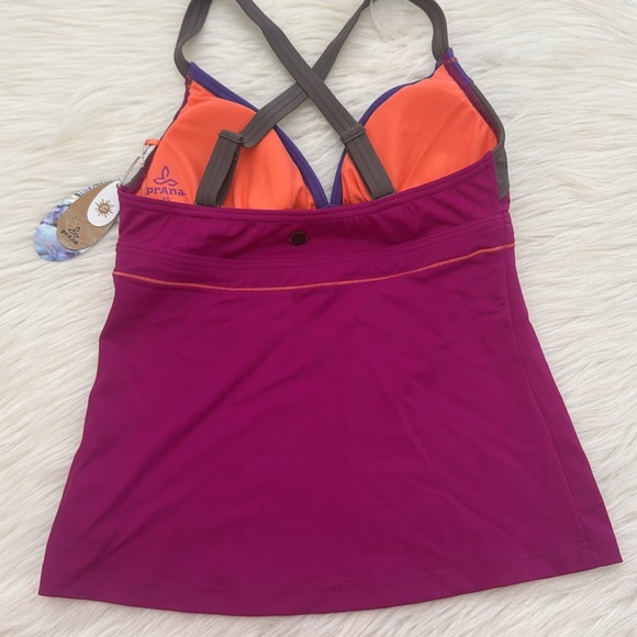 Prana Alta Tankini Rich Fuchsia Multi-Color Swim Top XS - Picture 7 of 15